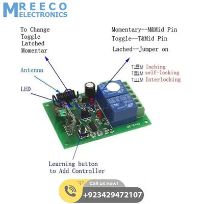 2 Channel RF Wireless System Remote Control Switch Module with Shell 12V 10A 315MHz for Smart Home - Side View