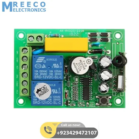 2 Channel Wireless 433Mhz Remote Control Switch Module AK RK02S 220B With RF Remote Controller Transmitter - Side View