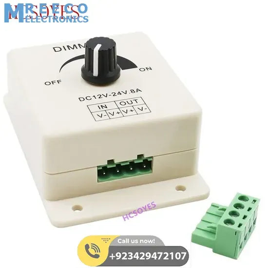 8A LED Dimmer DC 12V 24V 360W Adjustable Brightness Lamp Bulb - Side View