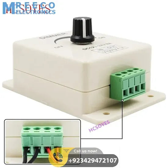 8A LED Dimmer DC 12V 24V 360W Adjustable Brightness Lamp Bulb - Top View