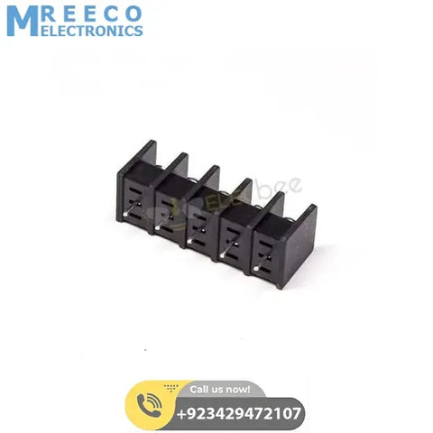 5 Pin Terminal Block Connector Straight Through Hole Black Barrier Terminal - Front View