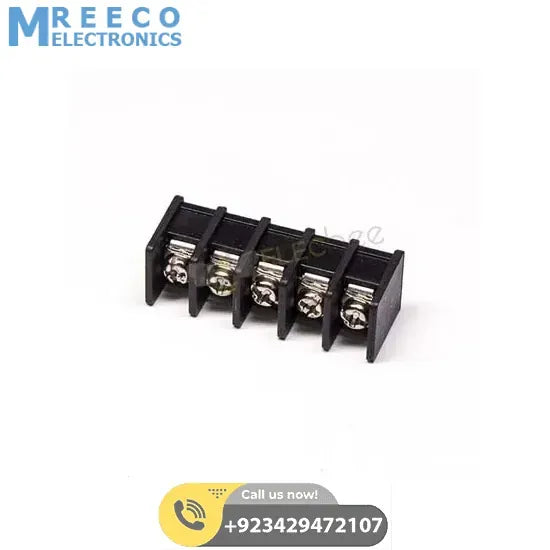 5 Pin Terminal Block Connector Straight Through Hole Black Barrier Terminal - Top View