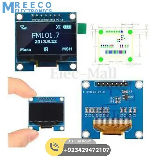 1.3 Inch 128×64 OLED Display Screen Module with SPI Serial Interface – V2 - Angle View