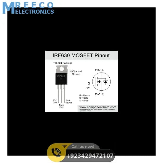IRF630 N Channel Mosfet - Side View