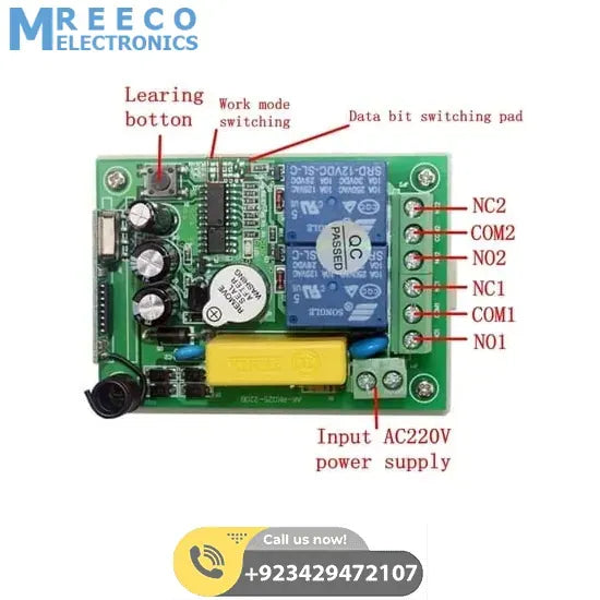 2 Channel Wireless 433Mhz Remote Control Switch Module AK RK02S 220B With RF Remote Controller Transmitter - Zoomed View