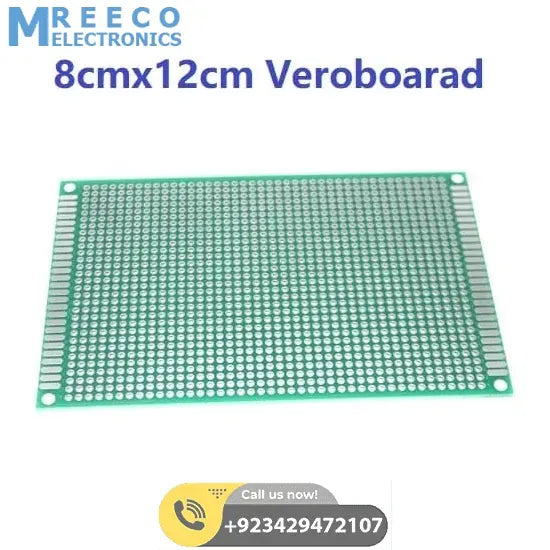 8x12cm Double Sided Fiberglass PCB Veroboard Stripboard Circuit Project Board - Top View