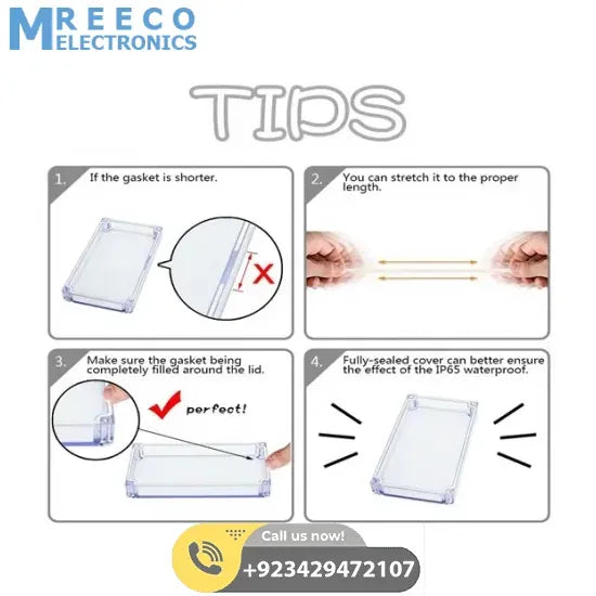 4.7 x 4.7 x 3.5 (120mmx120mmx90mm) Plastic Electronic Project Box Junction Enclosure Case Box Waterproof Clear Cover - Back View