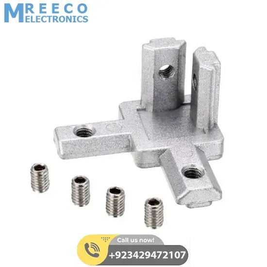 2020 Size 3-Way Corner 3 Side Extrusion Corner Block - Front View