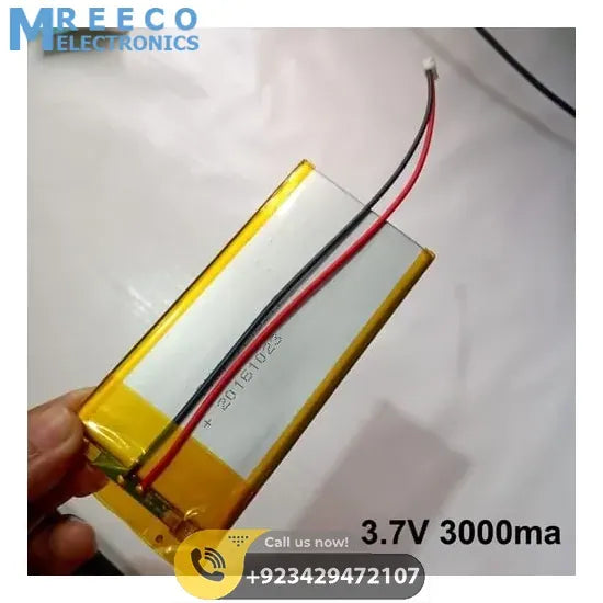 3.7V 3000mAh Lithium ion Battery Rechargeable Li-ion Cell With BMS And Wire - Front View