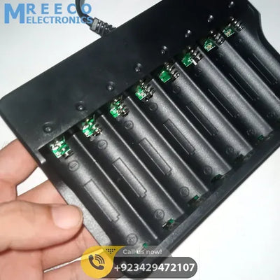 8 Slot 18650 Charger Li Ion Battery Charger 220v Input - Side View