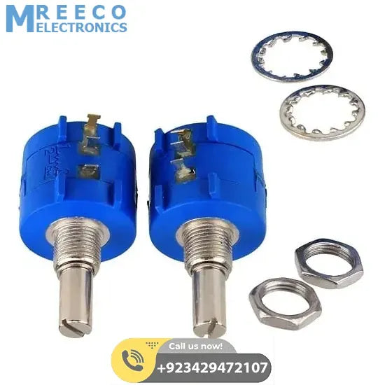 1 Piece 20k Ohm Multiturn Potentiometer POT 3590S-2-203 - Front View