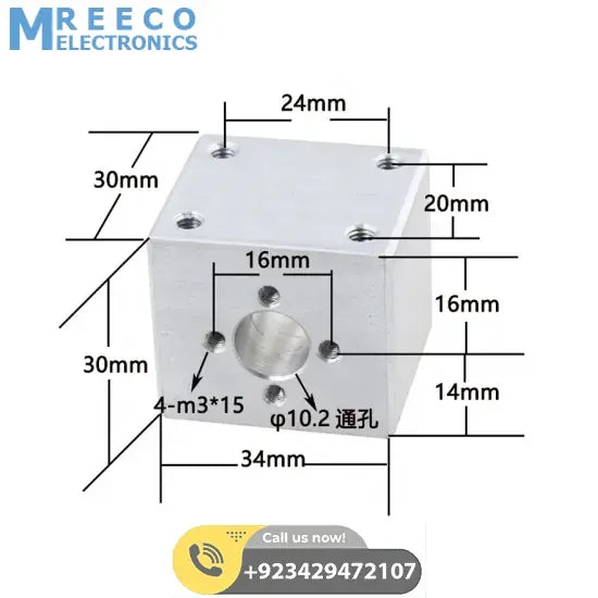T8 Aluminum Screw Conversion Nut Seat For 3d Printer Lead Screw Housing Mounting Bracket - Back View