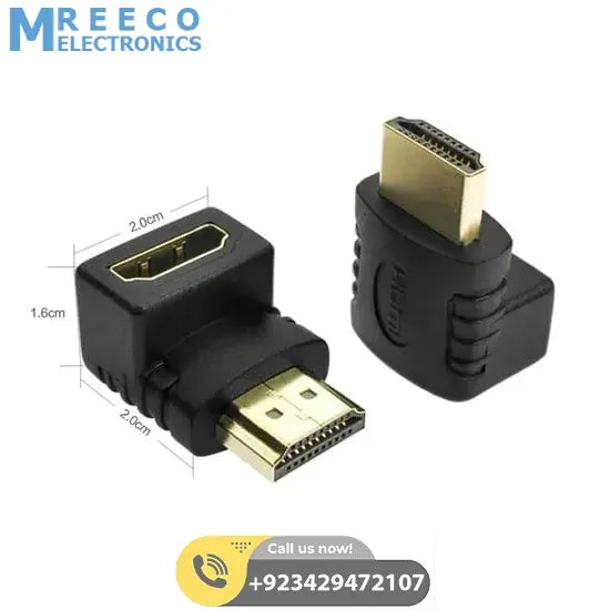 Right Angle HDMI Male to Female port Adapter L Shaped 90 Degree Connector - Back View