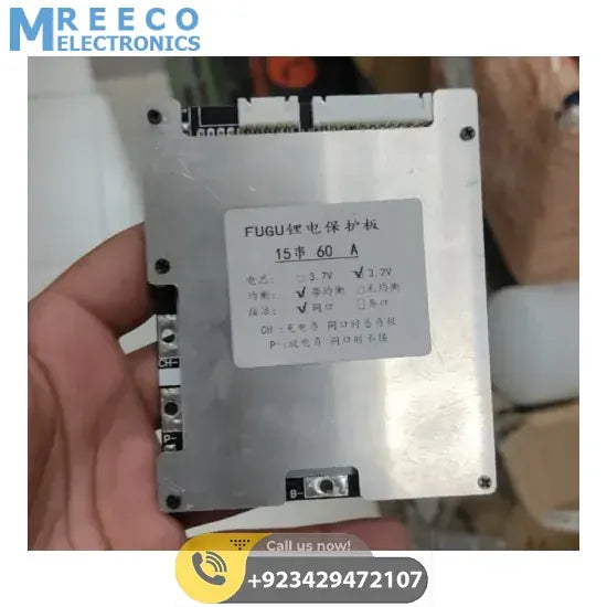 60A 48V 15S lifepo4 BMS PCM 32650 PCM battery protection board BMS E Bike - Front View