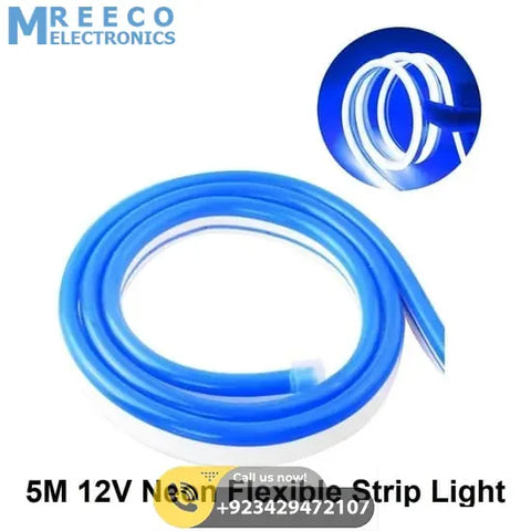 12V Neon Flexible Strip Light 1M Waterproof SMD 5050 Blue Rope String Silicone lamp Outdoor Lighting - Front View