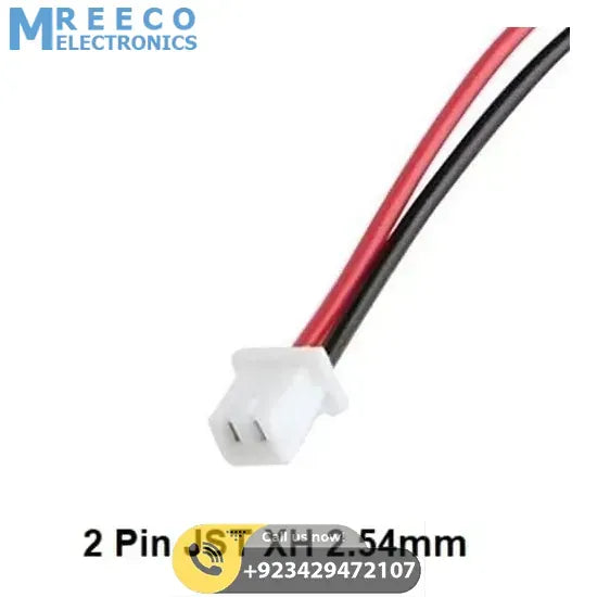 1 Piece 2.54mm Pitch JST2.54 Plug 2 PIN Extension Wire Connector - Front View