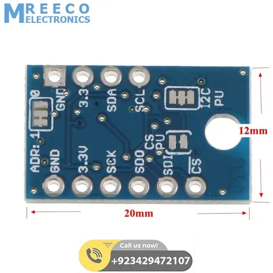 Air Temperature Humidity Barometric Pressure BME280 I2C SPI Sensor Module - Back View