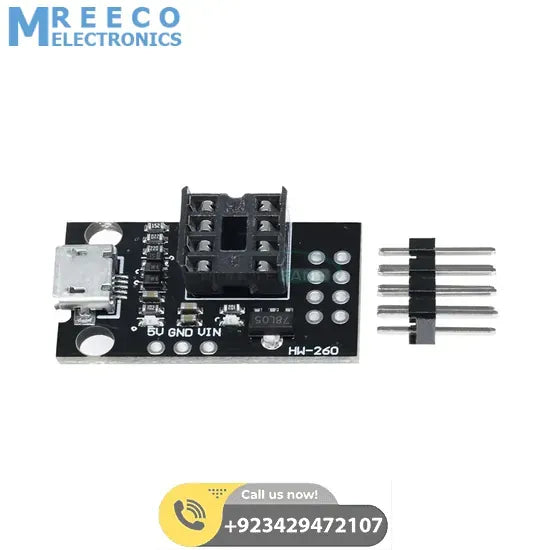 Pluggable Development Programming Board HW-260 For ATtiny13A/25/45 Micro Usb Power Connector Module - Side View