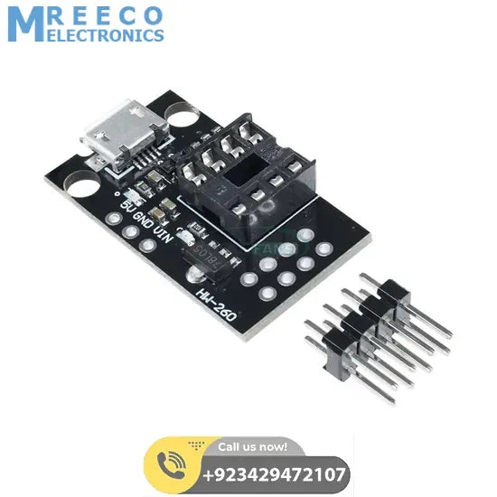 Pluggable Development Programming Board HW-260 For ATtiny13A/25/45 Micro Usb Power Connector Module - Back View