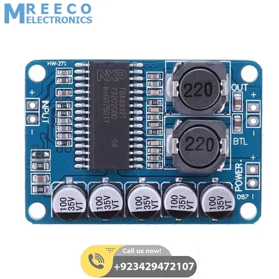 35W Digital Amplifier Board TDA8932 Mono Audio Power Amplifier Module Low Power Consumption - Back View
