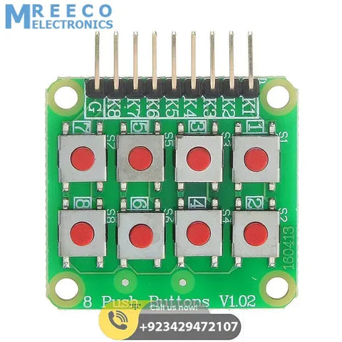2x4 Matrix Keyboard 8 Pushbutton Keypad V1.02 Expansion Module For Arduino - Front View