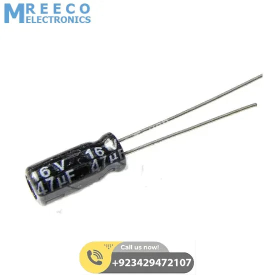 100pcs 47uf 25v Polar Capacitor - Front View