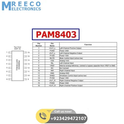 PAM8403 Audio Power Amplifier IC SOP 16 - Side View
