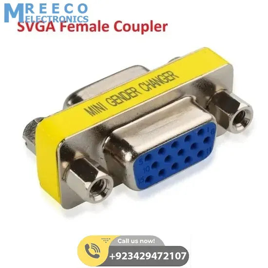 VGA Mini Gender Changer HD15 Female To Female VGA Coupler Cable Adapter - Front View