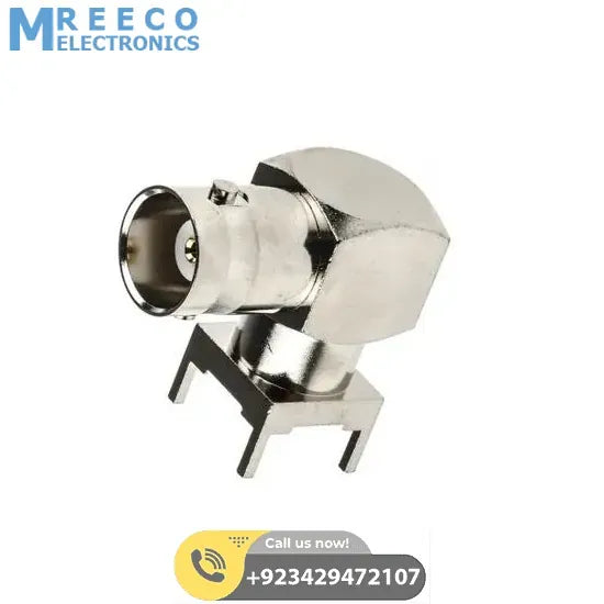 BNC Female Connector PCB Mount Right Angle 50Ω - Front View