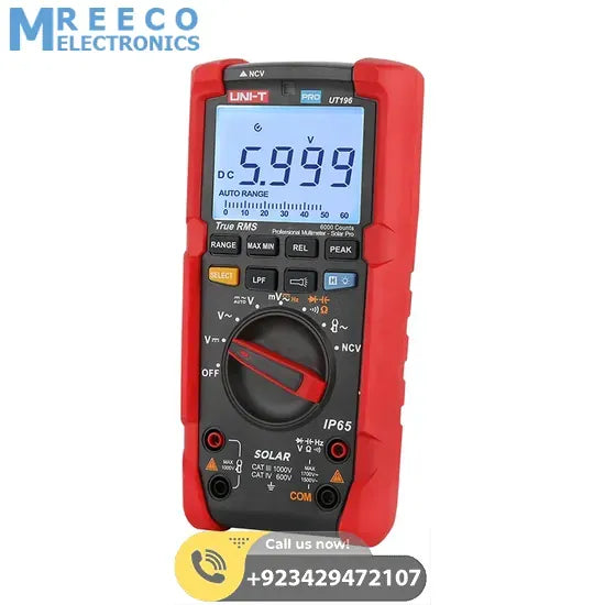UNI-T UT196 1700V DC True RMS Professional Multimeter – Solar Pro - Side View