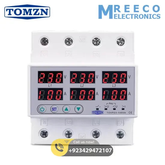TOMZN Three Phase Voltage and Current Protector TOVPD3-100VA in Pakistan - Front View
