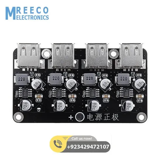 MH-KC24 4-Channel DC-DC Buck Converter with QC3.0 Fast Charging - 6-32V to 3V/5V/9V/12V/24V - Side View