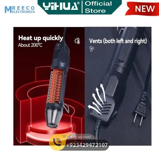 Yihua 8858 II Mini Heat Gun Electric Hot Gun Air Shrink Vinyl DIY 140W - Back View