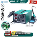 YIHUA 852D+ 2 in1 Pump Type 660W Hot Air Gun Digital Soldering Iron Desoldering Station SMD Constant Temperature Rework Station - Front View