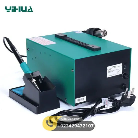 YIHUA 852D+ 2 in1 Pump Type 660W Hot Air Gun Digital Soldering Iron Desoldering Station SMD Constant Temperature Rework Station - Top View