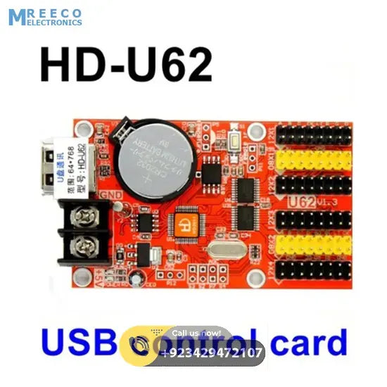 HD U62 LED Control Card with USB Port - Front View