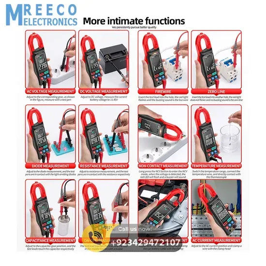 ANENG ST212 Digital DC/AC Clamp Meter Current 400A Amp Multimeter Large Color Screen - Back View
