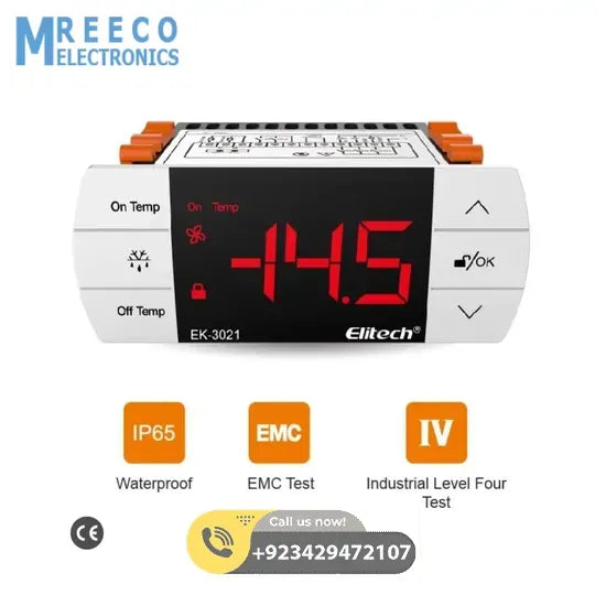 EK-3021 Digital Temperature Controller Refrigeration System with Defrost Mode Elitech in Pakistan - Front View
