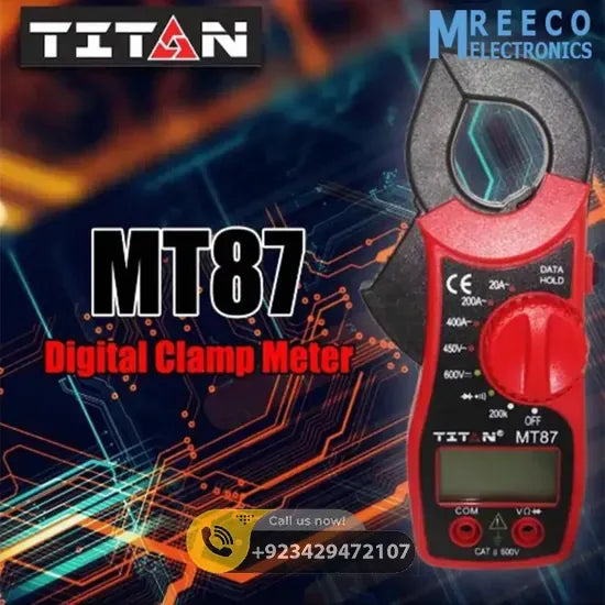 Titan MT87 Portable Digital Clamp Meter Multimeter Ammeter With Measurement AC/DC Voltage (AC Current) Tester Multi-test Resistance - Back View