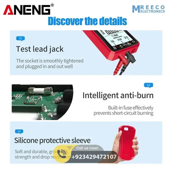 ANENG 620A Digital Smart Multimeter Transistor Testers 6000 Counts True RMS Auto Electrical Capacitance Meter Temp Resistance - Top View