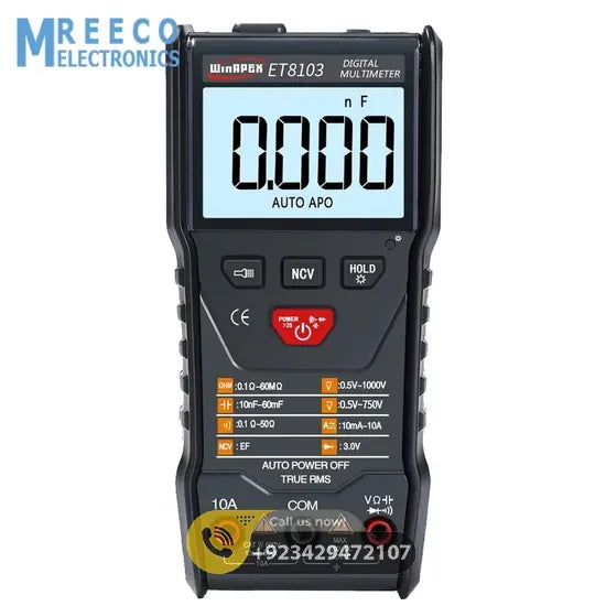 WinAPEX ET8103 LCD Auto Measure Digital Multimeter 6000 Counts - Front View