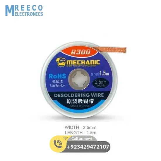 MECHANIC Desoldering Wire R300 1.5M 2.5MM BGA Welding Desoldering Wick Braid Tin - Front View