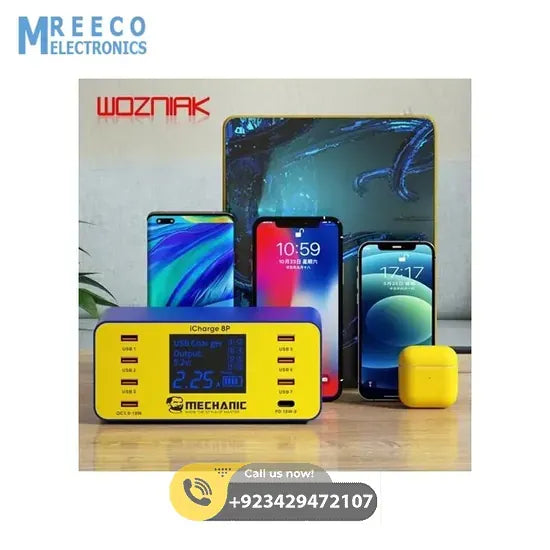 Mechanic iCharge 8P / 8S QC 3.0 Multi-port Smart Fast Charger with Digital Display - Top View