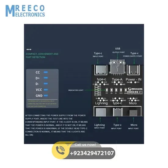 Mechanic DT3 Data Cable Detection Board for IOS Android Type-C - Side View