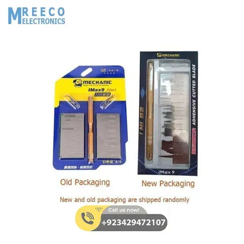Mechanic iMAX 9 NAND CPU IC Glue Remover Blade Edge Glue Scraper Ultra Thin Knife 20IN1 BLADE SET - Front View