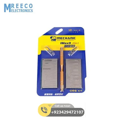 Mechanic iMAX 9 NAND CPU IC Glue Remover Blade Edge Glue Scraper Ultra Thin Knife 20IN1 BLADE SET - Side View