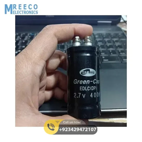 GREEN-CAP 2.7V 400F Super Capacitor - Front View