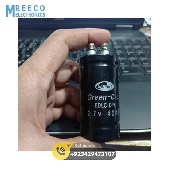 GREEN-CAP 2.7V 400F Super Capacitor - Front View