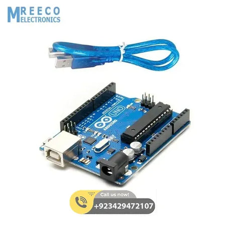 Arduino Uno R3 Dip With USB Cable - Front View
