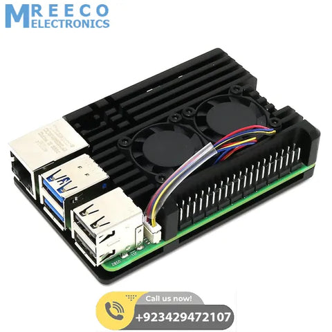 Aluminum Alloy Armor Case for Raspberry Pi 5 Heatsink Cooler Case with Dual PWM Cooling Fan for Raspberry Pi 5 8GB/4GB